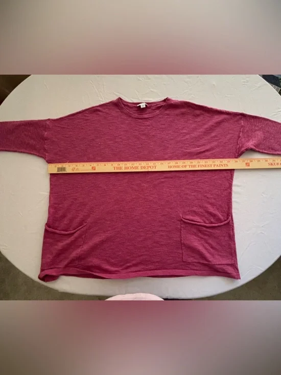 J. Jill Strawberry Pink Linen & Cotton Oversized Top w Pockets Women’s Medium - Picture 4 of 10